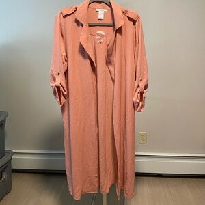 K. Jordan Peach Coral Open-Front Duster